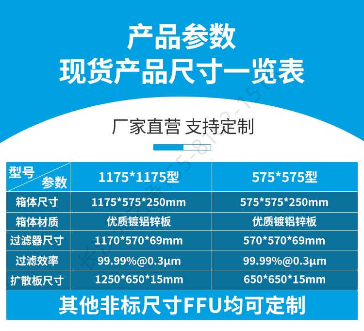 长沙天之净FFU空气净化器-规格尺寸表